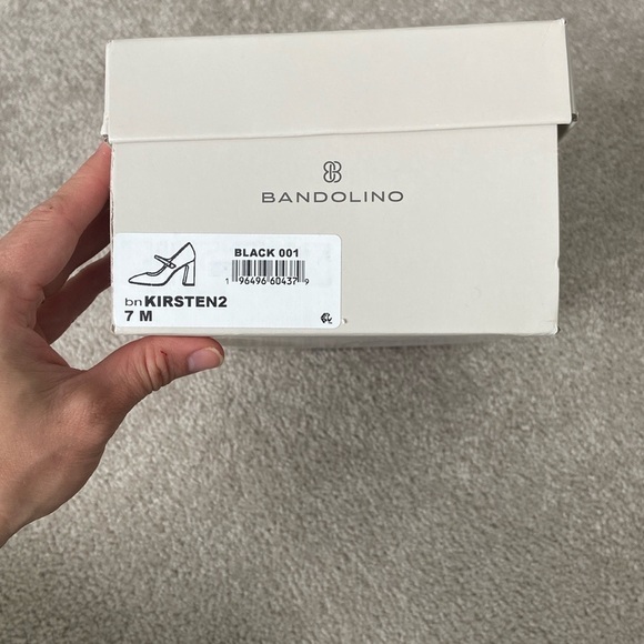 New Size 7. Bandolino Black Suede Chunky Heel Mary Jane Shoes with pearl button. - Picture 5 of 5